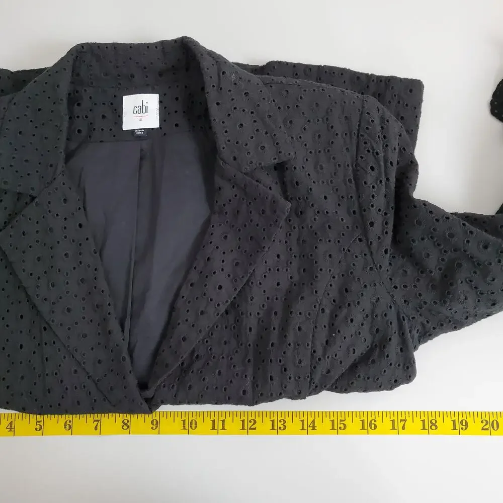Cabi Blazer Womens Size 4 Eyelet Flamenco Jacket Lace 5293‎ Black Long Sleeve